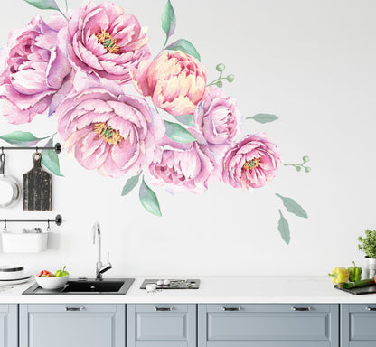 Peony Wall Decal Floral Rose Stickers Large, LF215