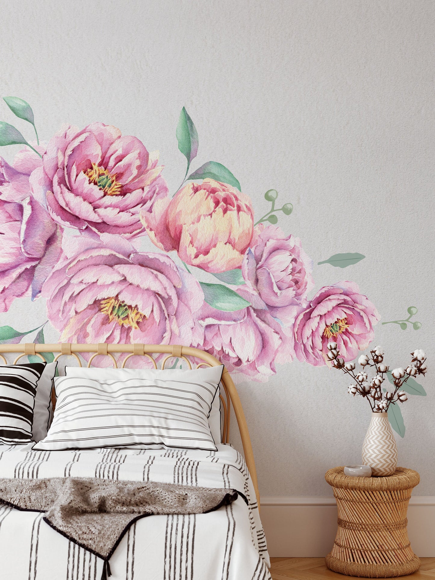 Peony Wall Decal Floral Rose Stickers Large, LF215