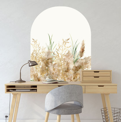 Boho Large Arch Wall Decal Pampas Grass Colour Block Sticker, LF222