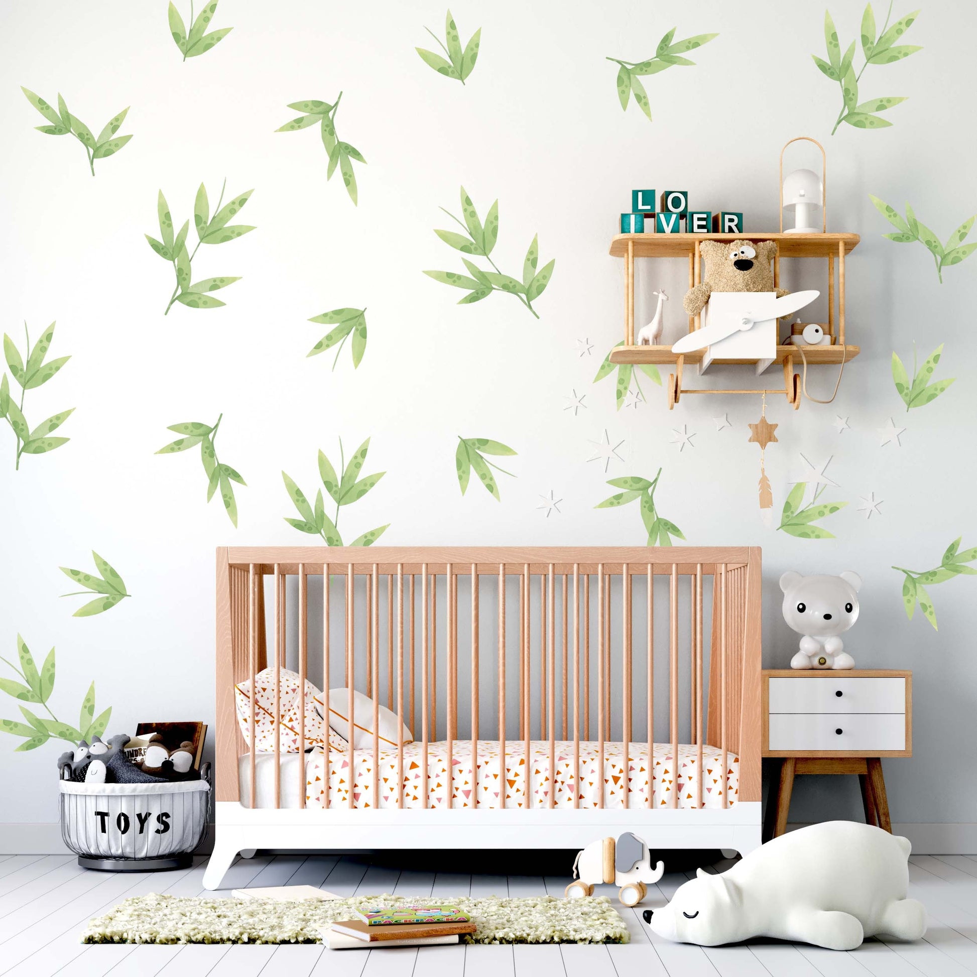 Bamboo Leaf Wall Decals Greenery Stickers, LF263