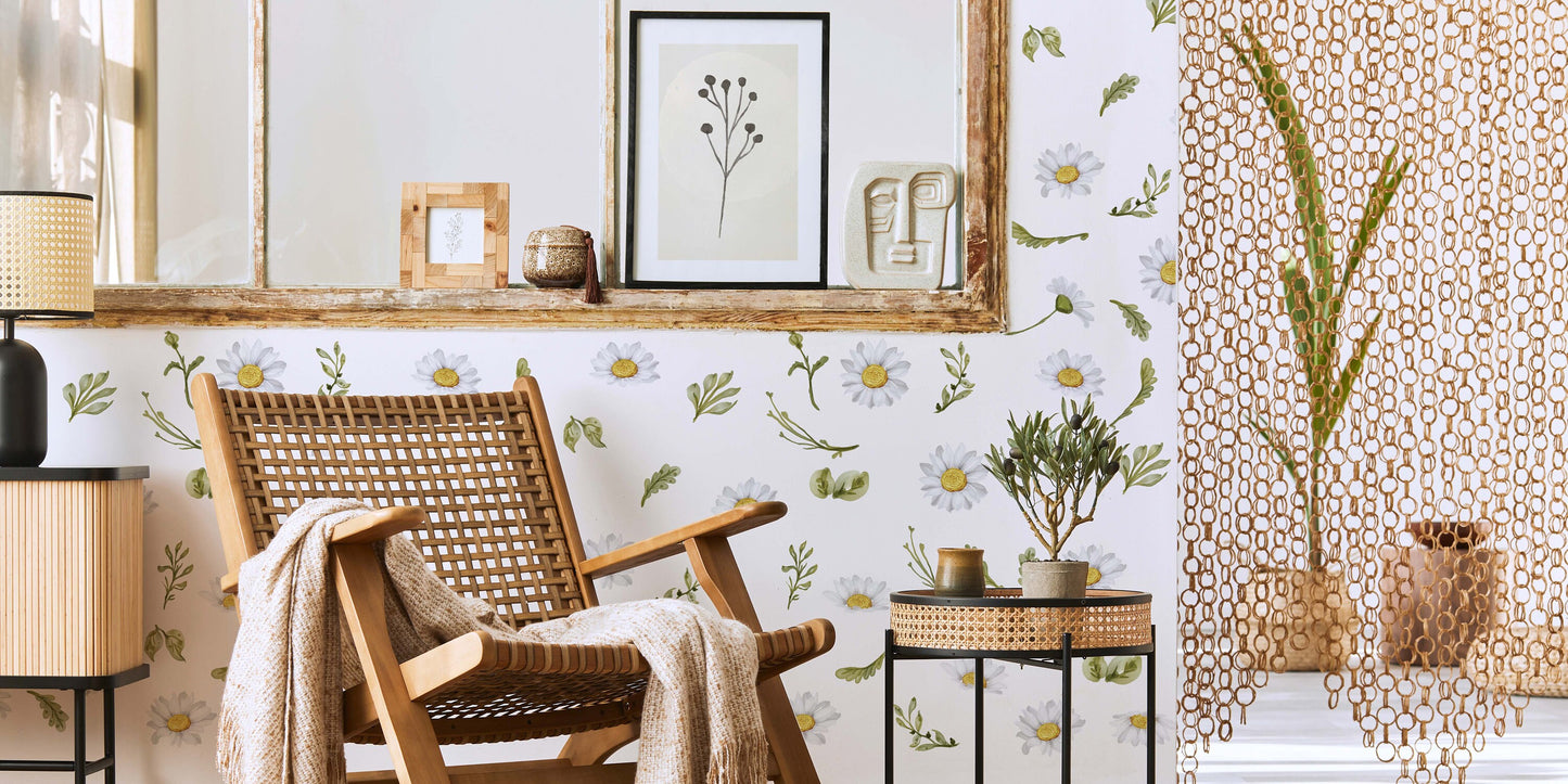 Chamomile Flower Wall Decal Greenery Sticker, LF261