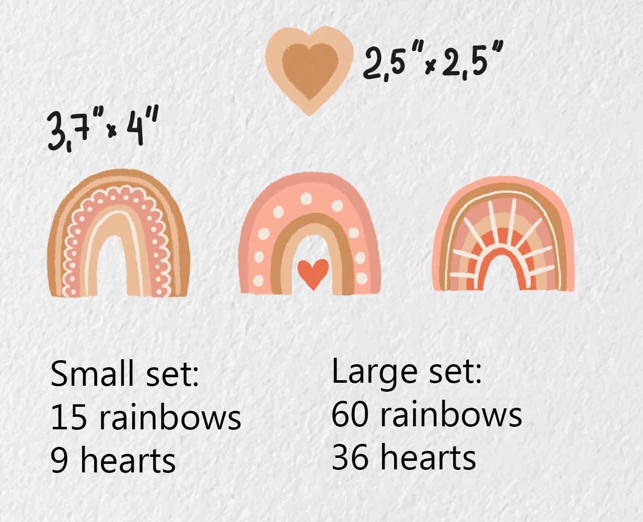 Rainbow Wall Decals Heart Sticker Nursery Decor, LF229