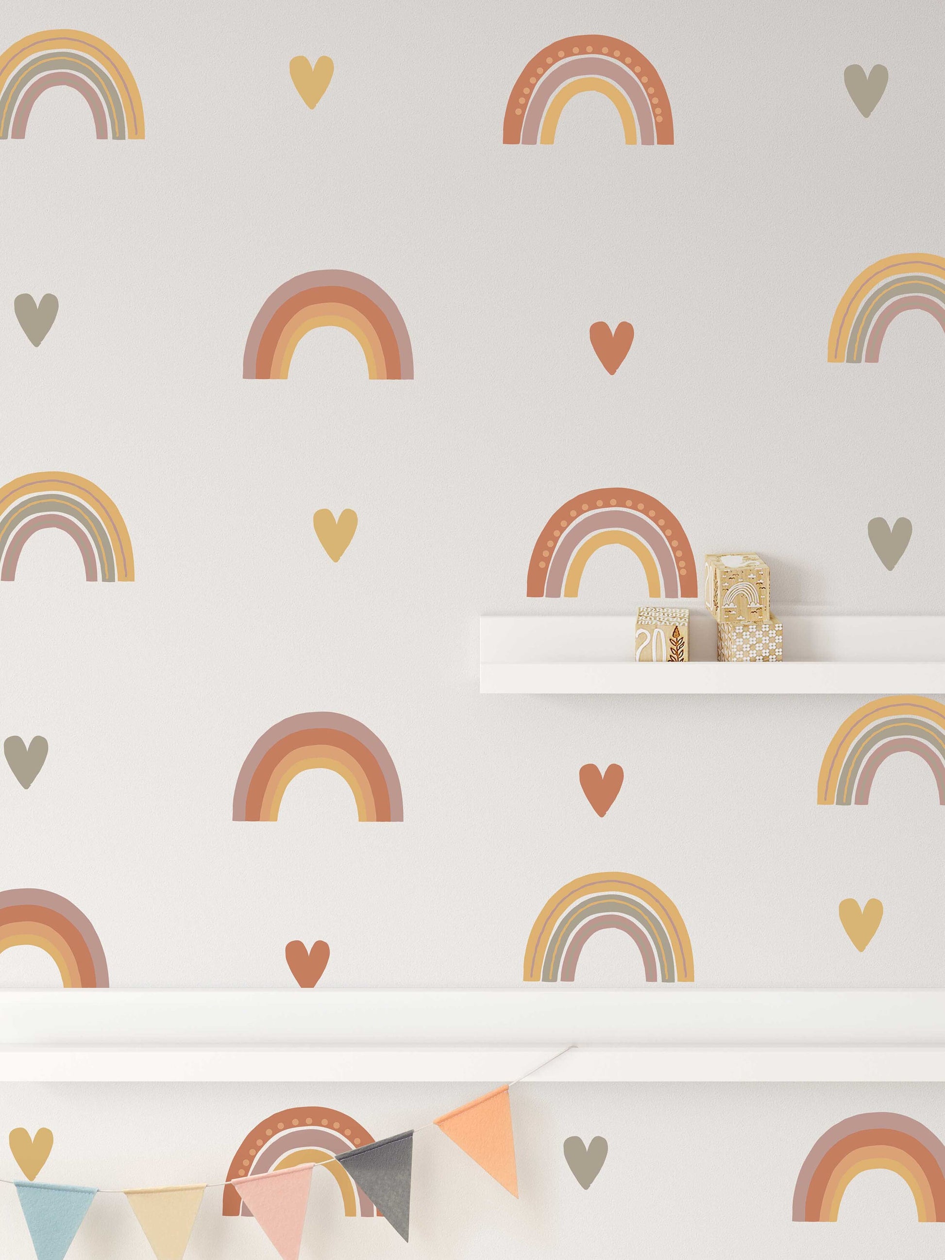 Rainbow Wall decals Heart Stickers Boho Children Room Decor, KL0009