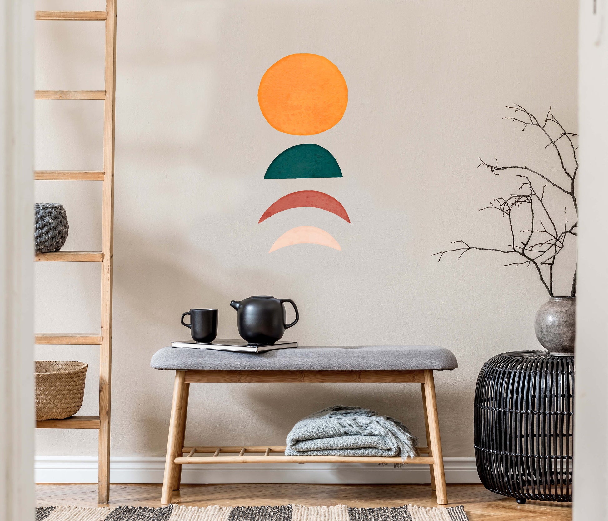 Sun Wall Decal Moon Phases Sticker LF234