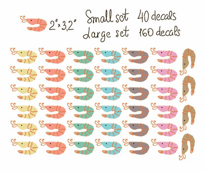 Shrimp Wall Decals Color Sea Life Animals sticker, LF244