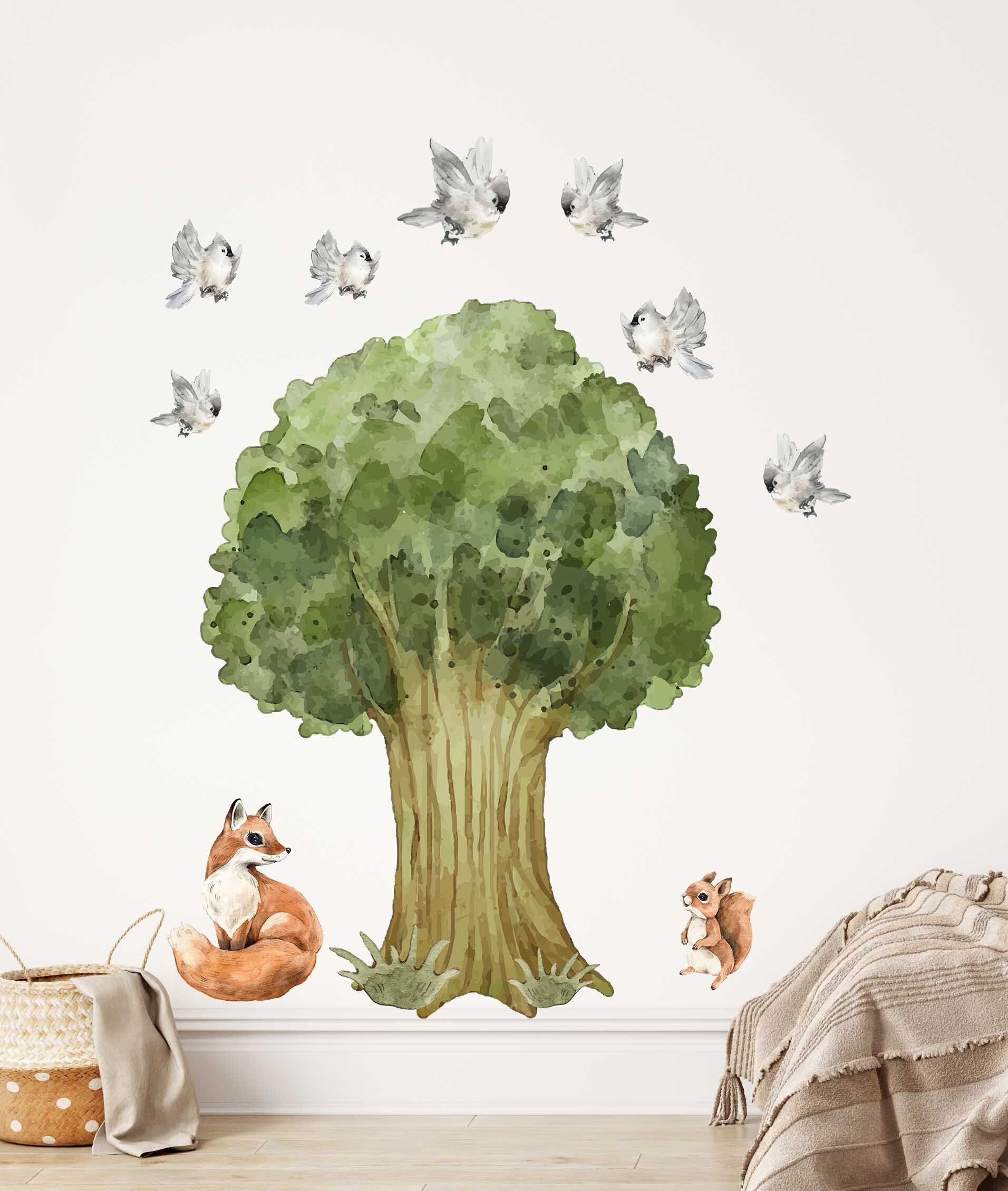 Tree Wall Decal Stickers Fox Bunny Bird, KL0013