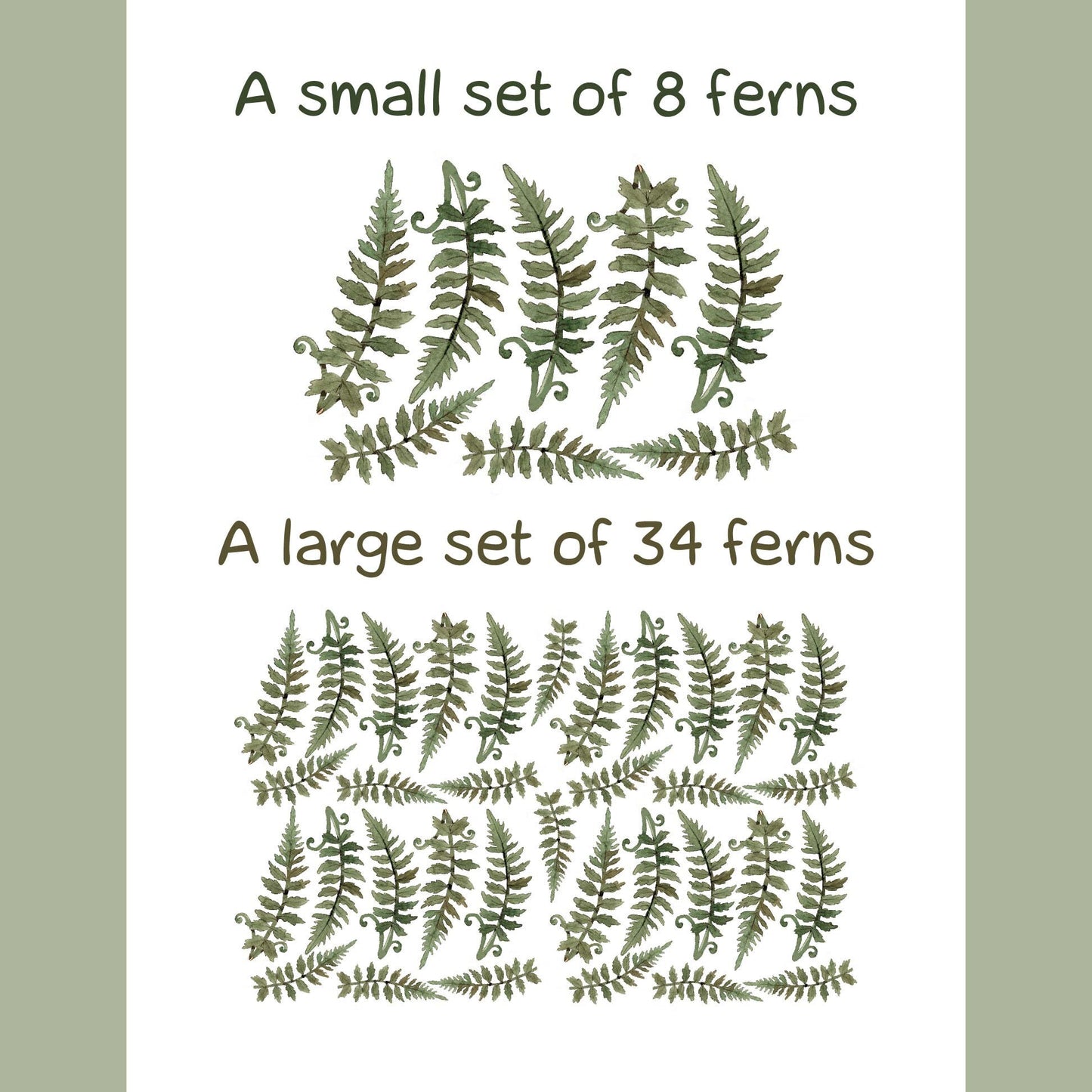 Fern Wall Decals Green Leaf stickers, KL0016