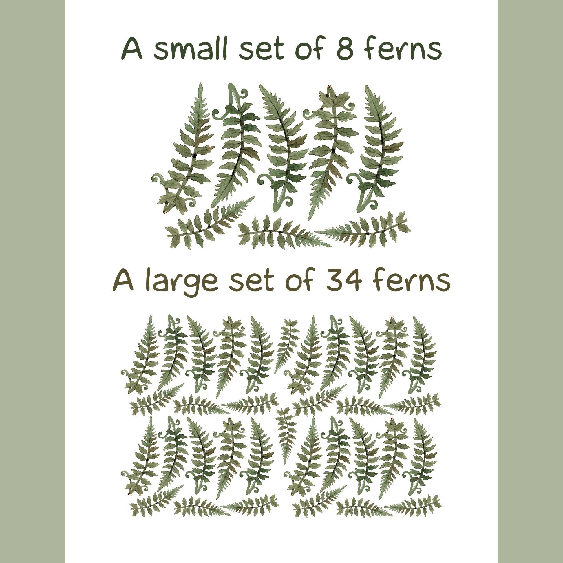 Fern Wall Decals Green Leaf stickers, KL0016