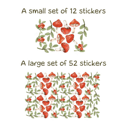 Wall stickers Greenery Leaves forest mushrooms berries decals, KL0017