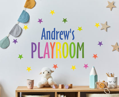 Personalized Names Rainbow Wall Decals Playroom Stickers Stars Polka Dots, KL 0021