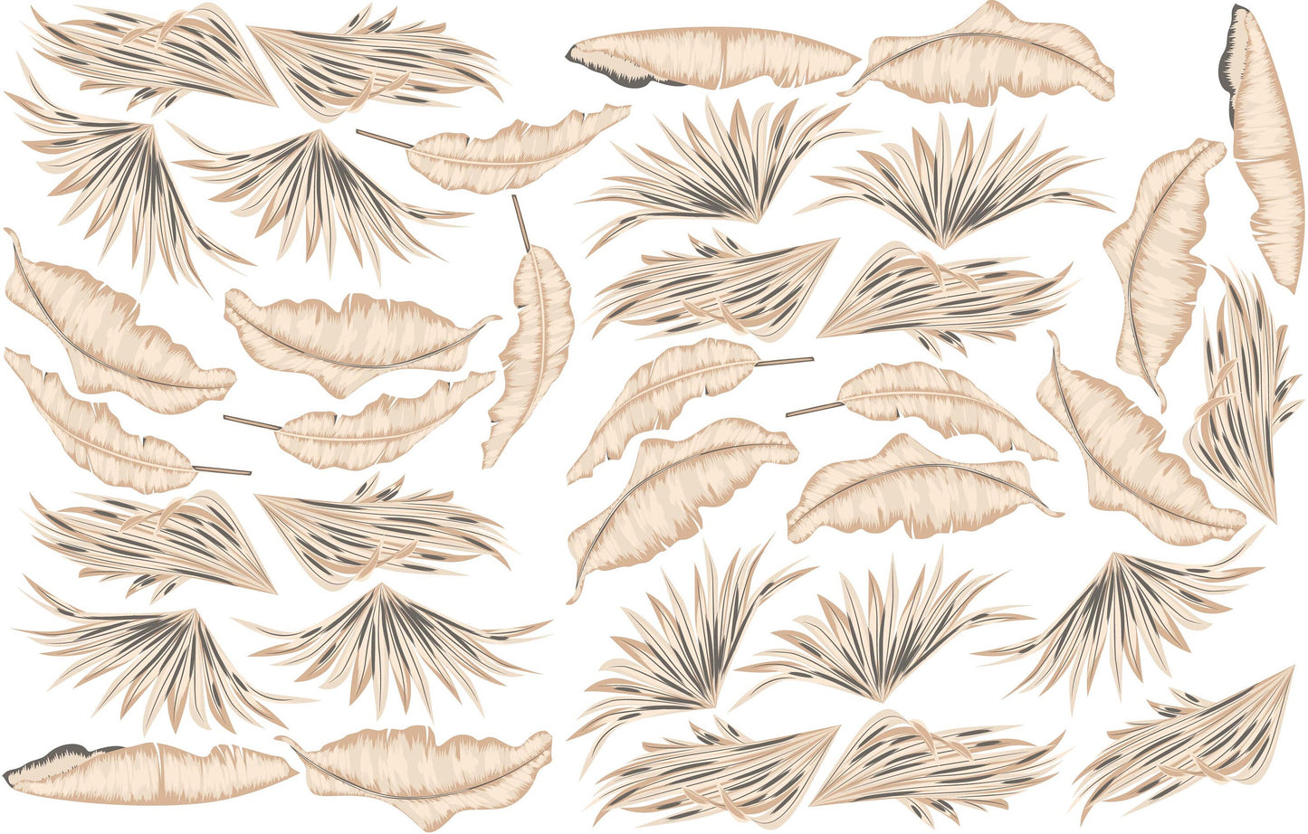 Beige Leaf Wall Decals Boho Greenery Stickers, LF275