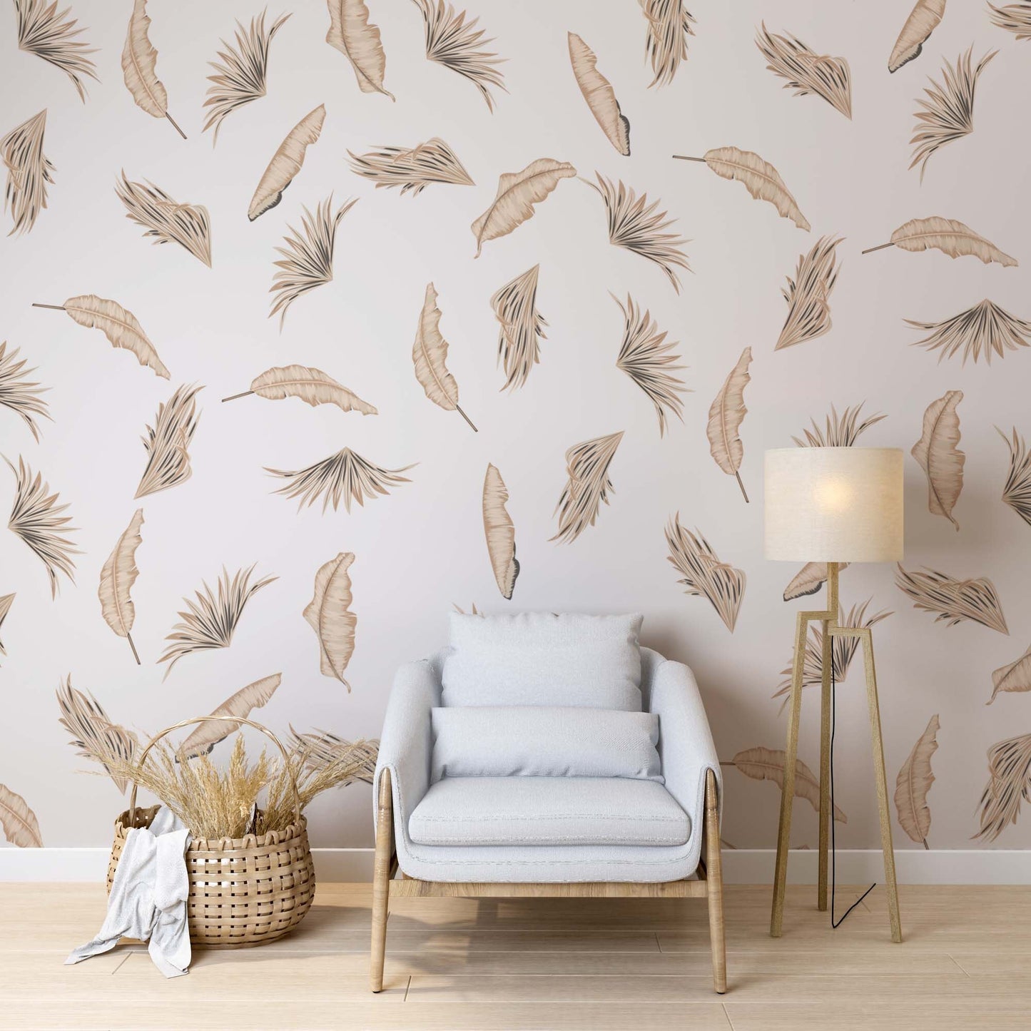 Beige Leaf Wall Decals Boho Greenery Stickers, LF275