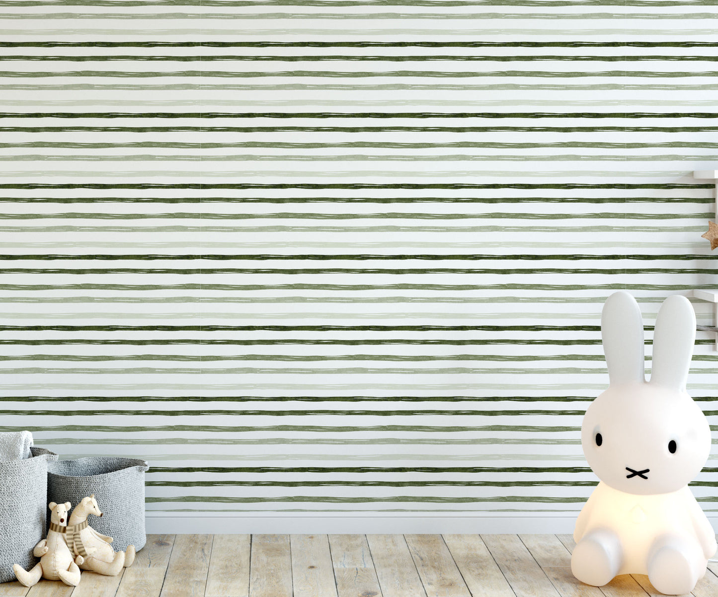 Removable Peel and Stick Wallpaper Green stripes paint strokes Wall Paper Wall Murals, WL007