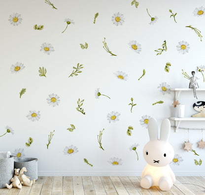 Chamomile Flower Wall Decal Greenery Sticker, LF261