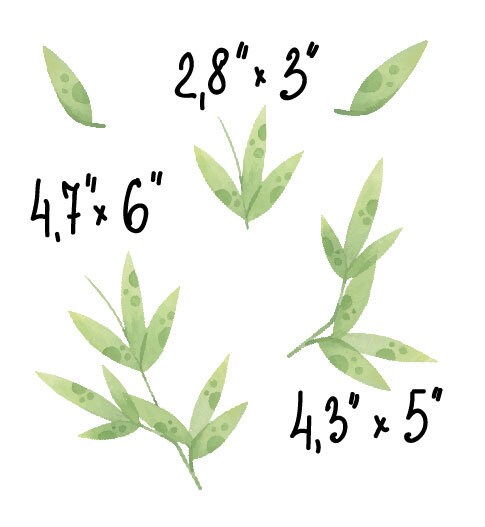 Bamboo Leaf Wall Decals Greenery Stickers, LF263