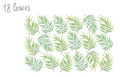 Palm Leaves Wall Decals Greenery Stickers, LF264