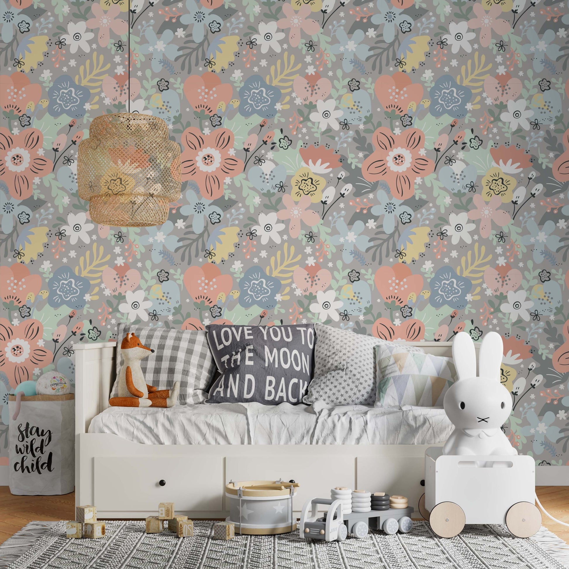 Floral Wallpaper Peel and Stick Wild Flowers Mural, WL014