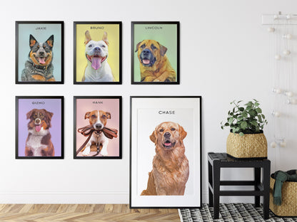 Pet Portrait Custom Print Dog Personalized Wall Art Gift