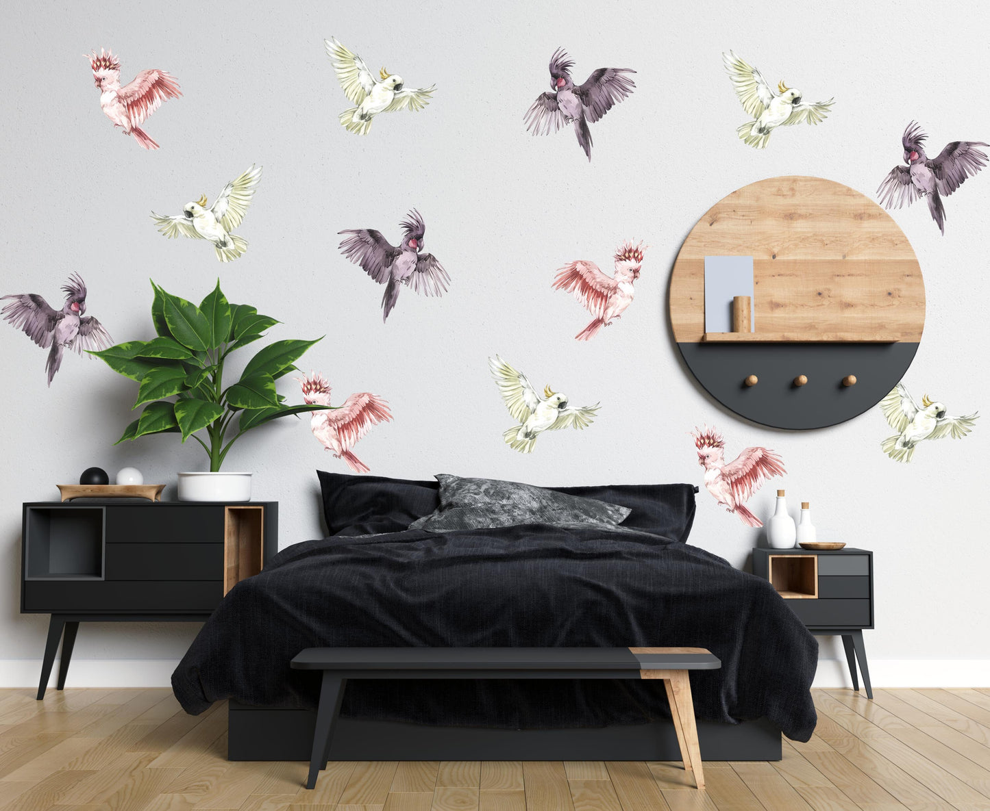 Tropical Parrots Wall Decals Bright Birds Stickers, KL0078