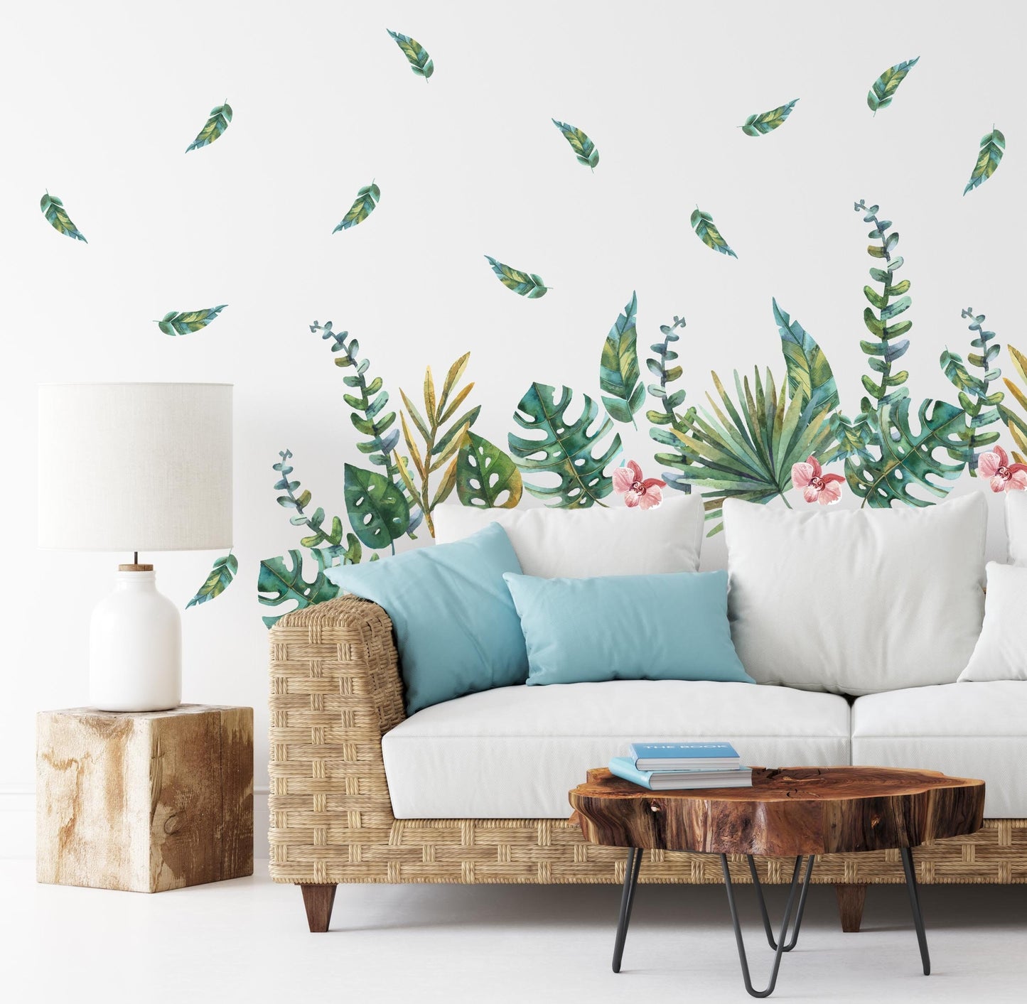 Greenery exotic Wall Decals Tropical plants orchids flowers stickers, KL0080