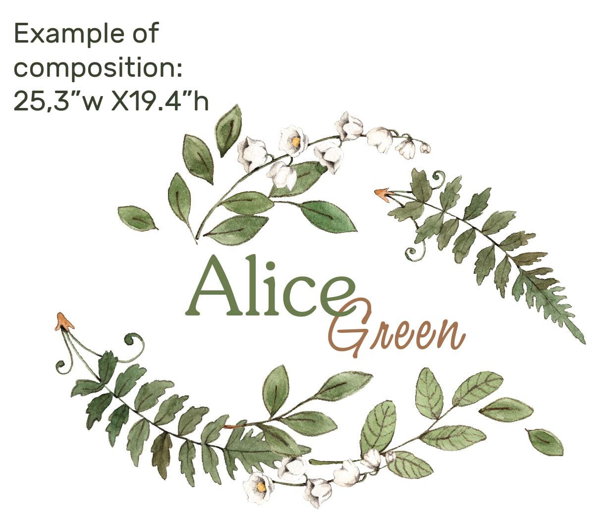 Personalized Name Wall Decal Woodland Greenery Stickers, LF301