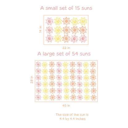 Sun Color Boho Wall Decals Floral Stickers, KL0074