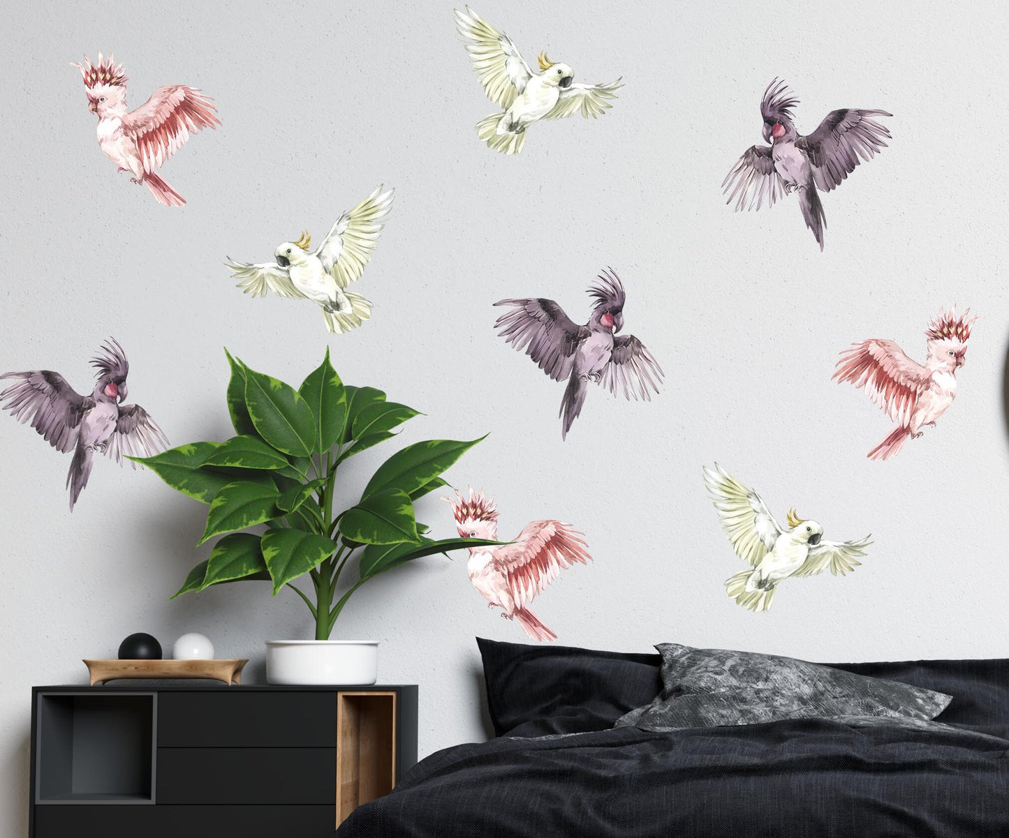 Tropical Parrots Wall Decals Bright Birds Stickers, KL0078