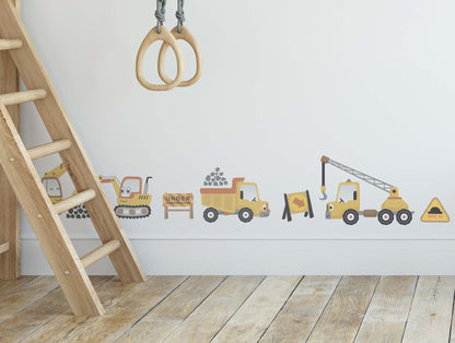 Wall Sticker boy's room Car Decals lifting crane tractor excavator, KL0085