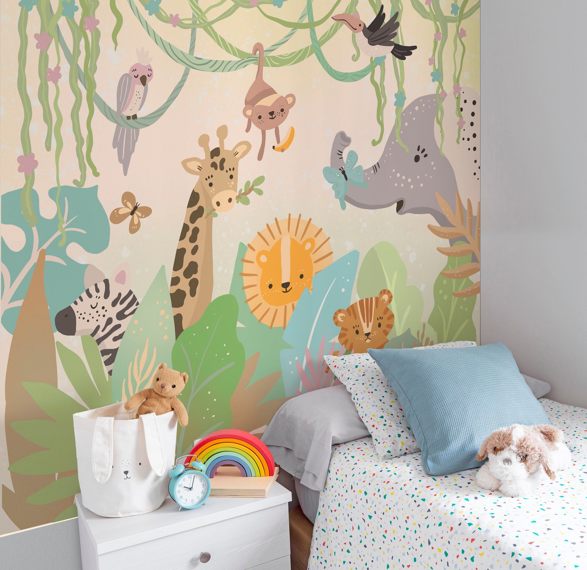 Safari Animals Peel and Stick Wallpaper Jungle Wall Paper Nursery, WL016