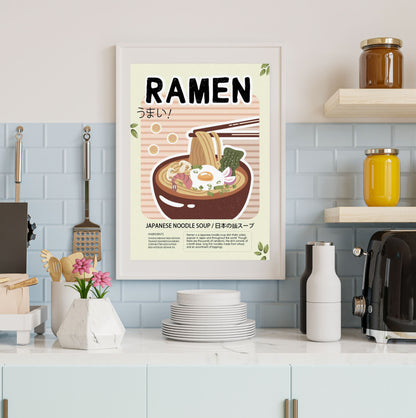 Ramen Poster Retro Food Print Kitchen Wall Decor Japanese Soup, LF344