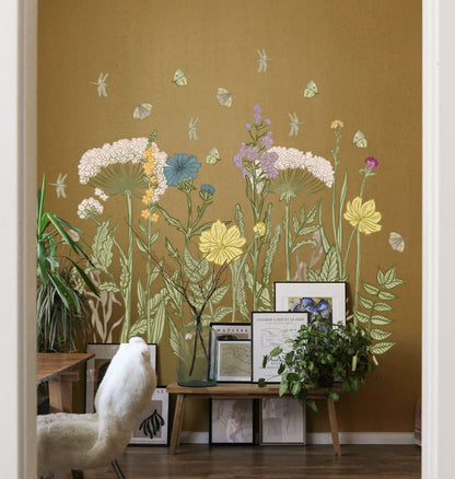 Wild Field Flowers Wall Decal Grass Stickers, LF306