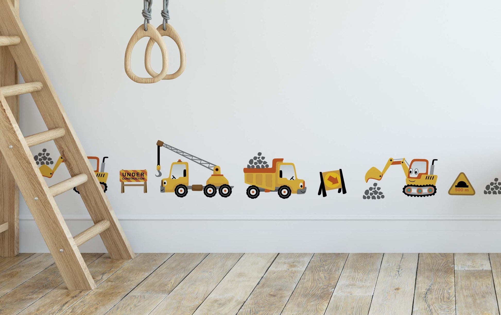 Wall Sticker boy's room Car Decals lifting crane tractor excavator, KL0085