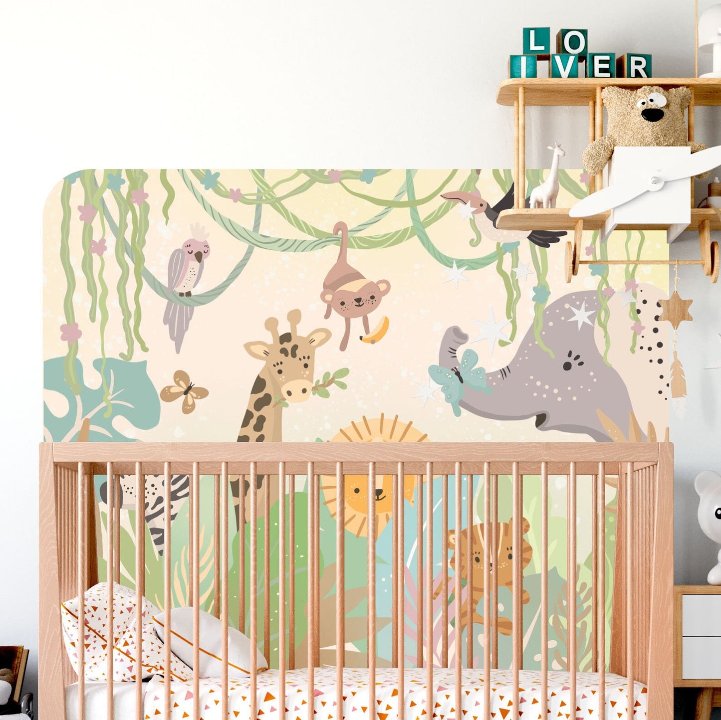 Safari Animals Peel and Stick Wallpaper Jungle Wall Paper Nursery, WL016