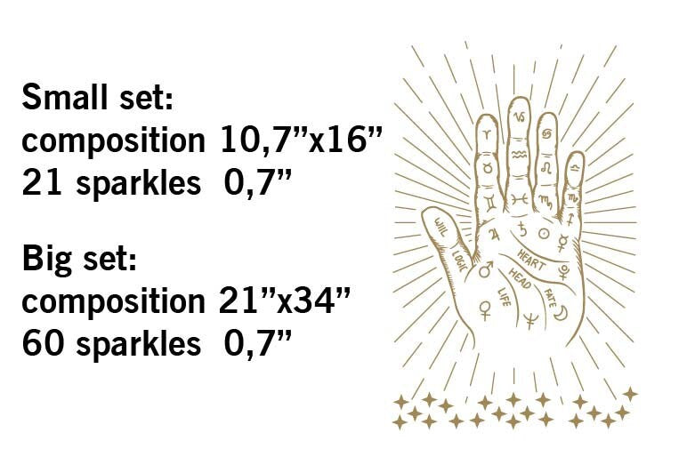 Palmistry Hand Wall Sticker astrology palm decal, LF334