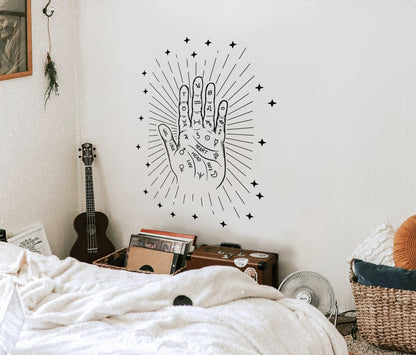 Palmistry Hand Wall Sticker astrology palm decal, LF334