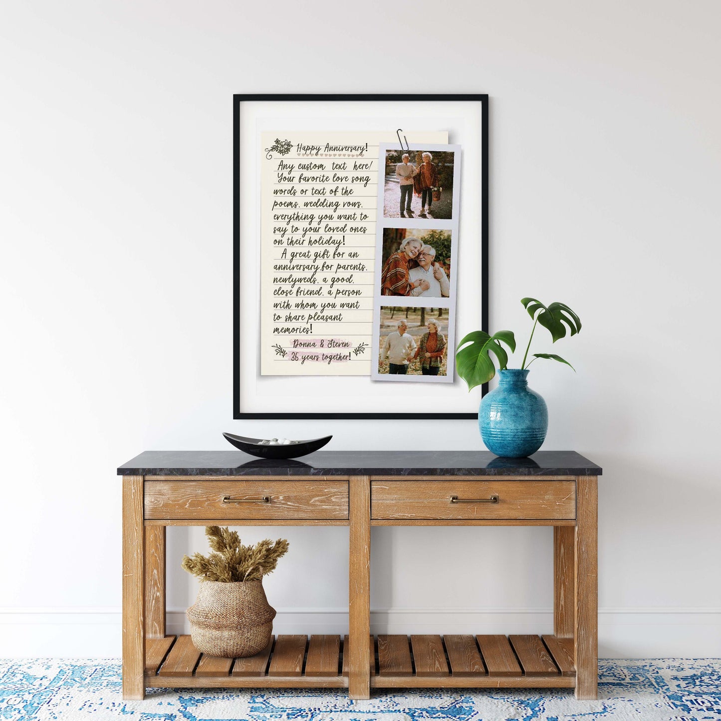 Custom Poster Printing Personalized Poster Family Couple Photo Anniversary Gift Wedding Vows Song Text, LF346