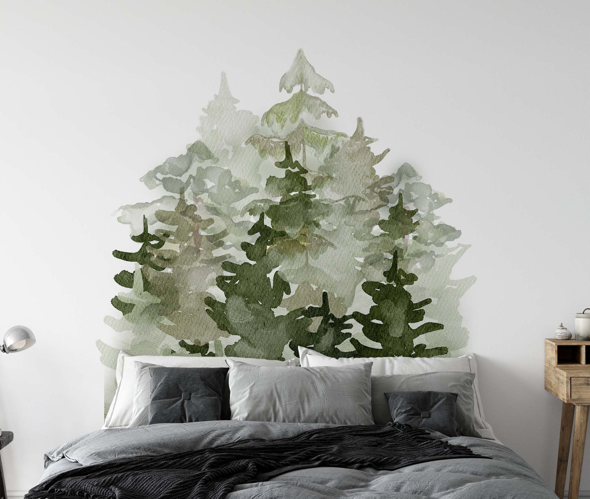 Forest Wall Decals Pine Tree Stickers Headboard, LF359