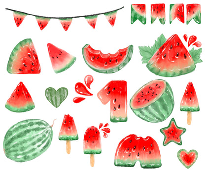 Watercolor Watermelon Clipart PNG Instant Download, LF361