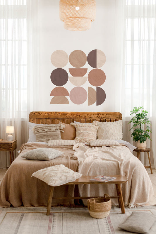 Circle Wall Decal Colour Block Boho Modern Sticker Headboard Large, LF379