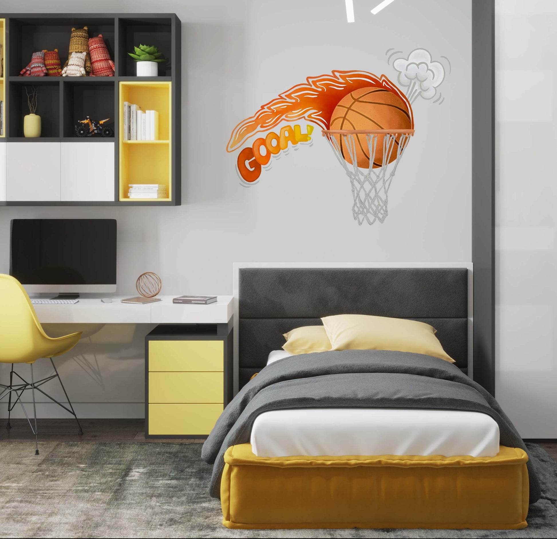 Custom Name Basketball Ball Wall Decal Personalized Room Sticker Decor, LF378