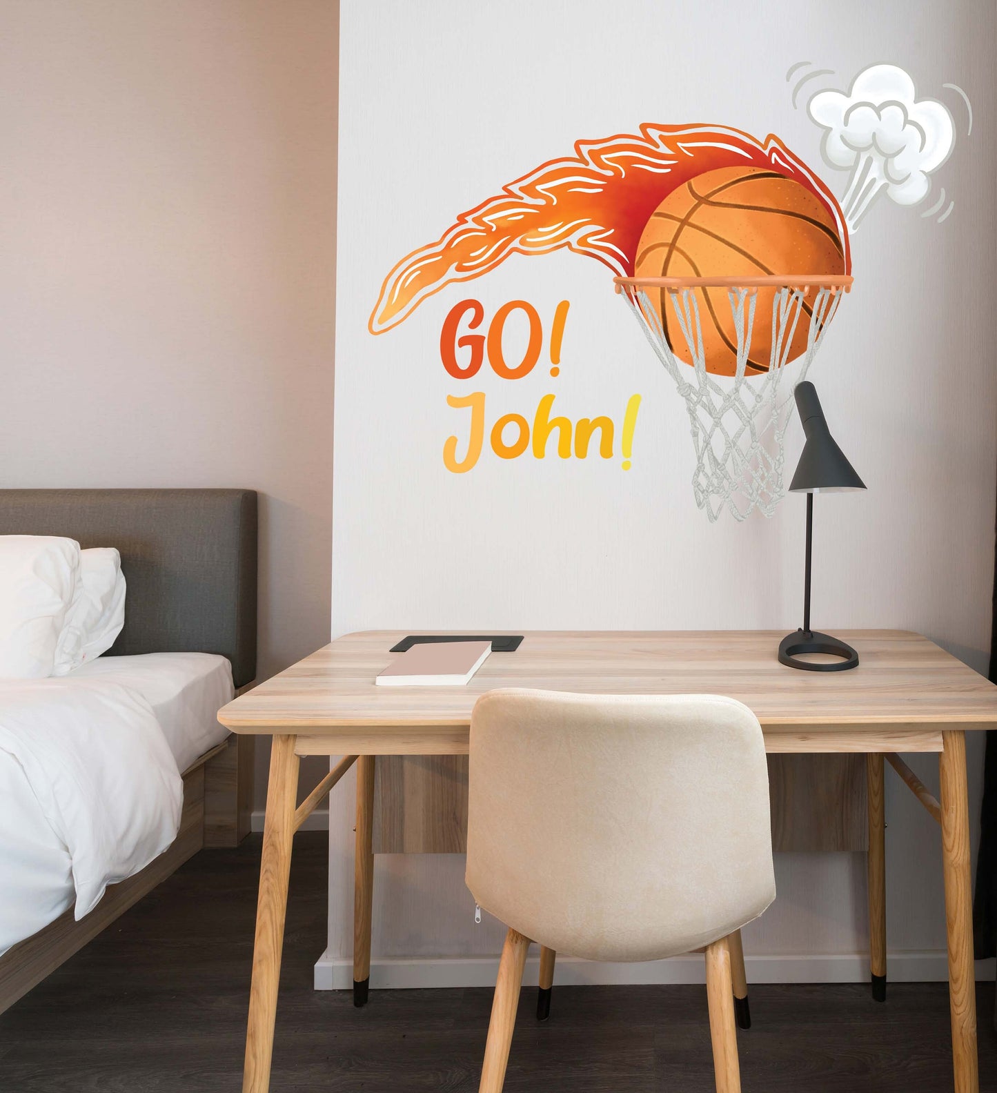 Custom Name Basketball Ball Wall Decal Personalized Room Sticker Decor, LF378