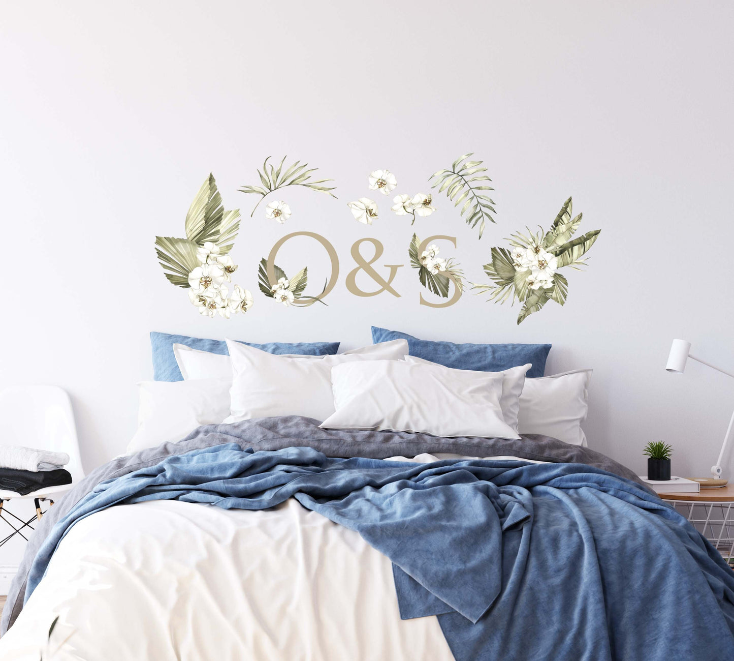 Greenery Wall Decals Custom Letters Palm Leaves Sticker Boho Decoration Headboard, LF397