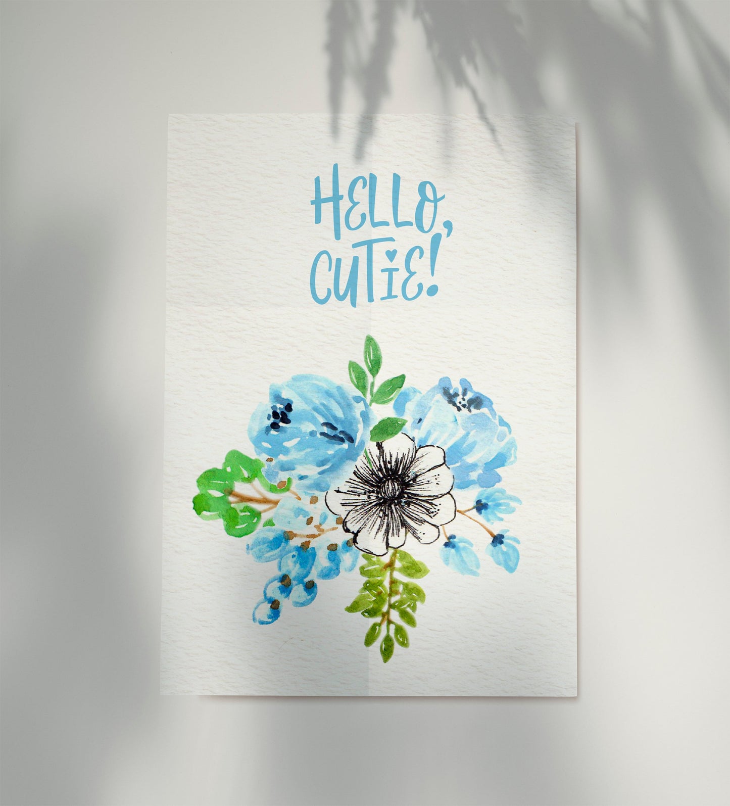 Watercolor Blue Green Flowers Wreath Floral Clipart PNG, LF368