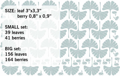 Ginko tree leaves Wall Decals Greenery Stickers, LF377