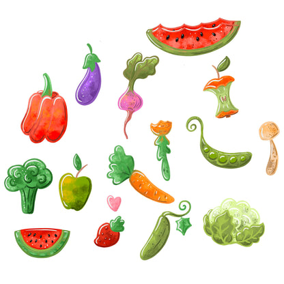 Pigs Vegetables Fruits PNG Vector Clipart 25 elements