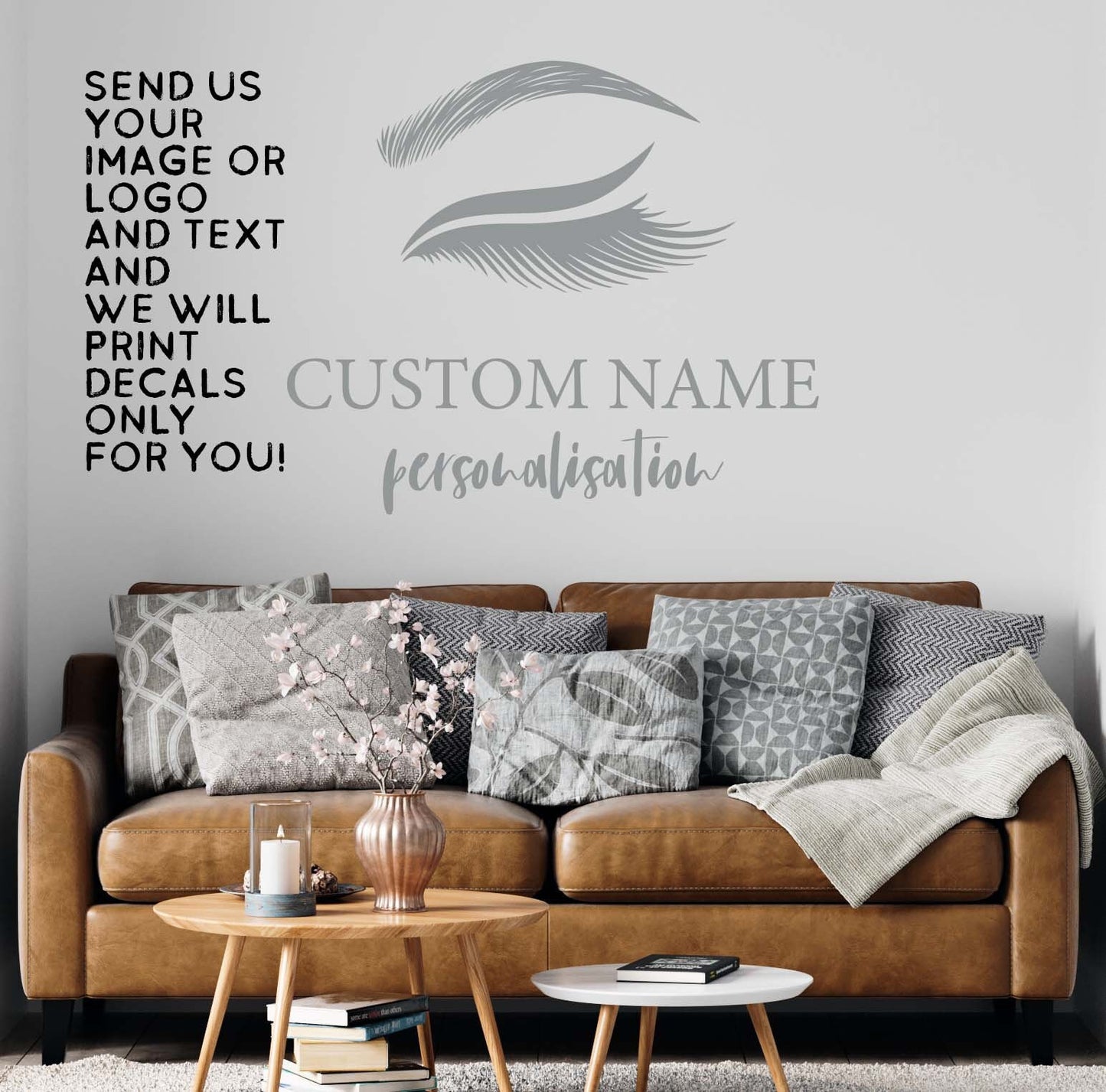 Custom Business Logo Decals Lash Beauty Studio Sticker, LF413