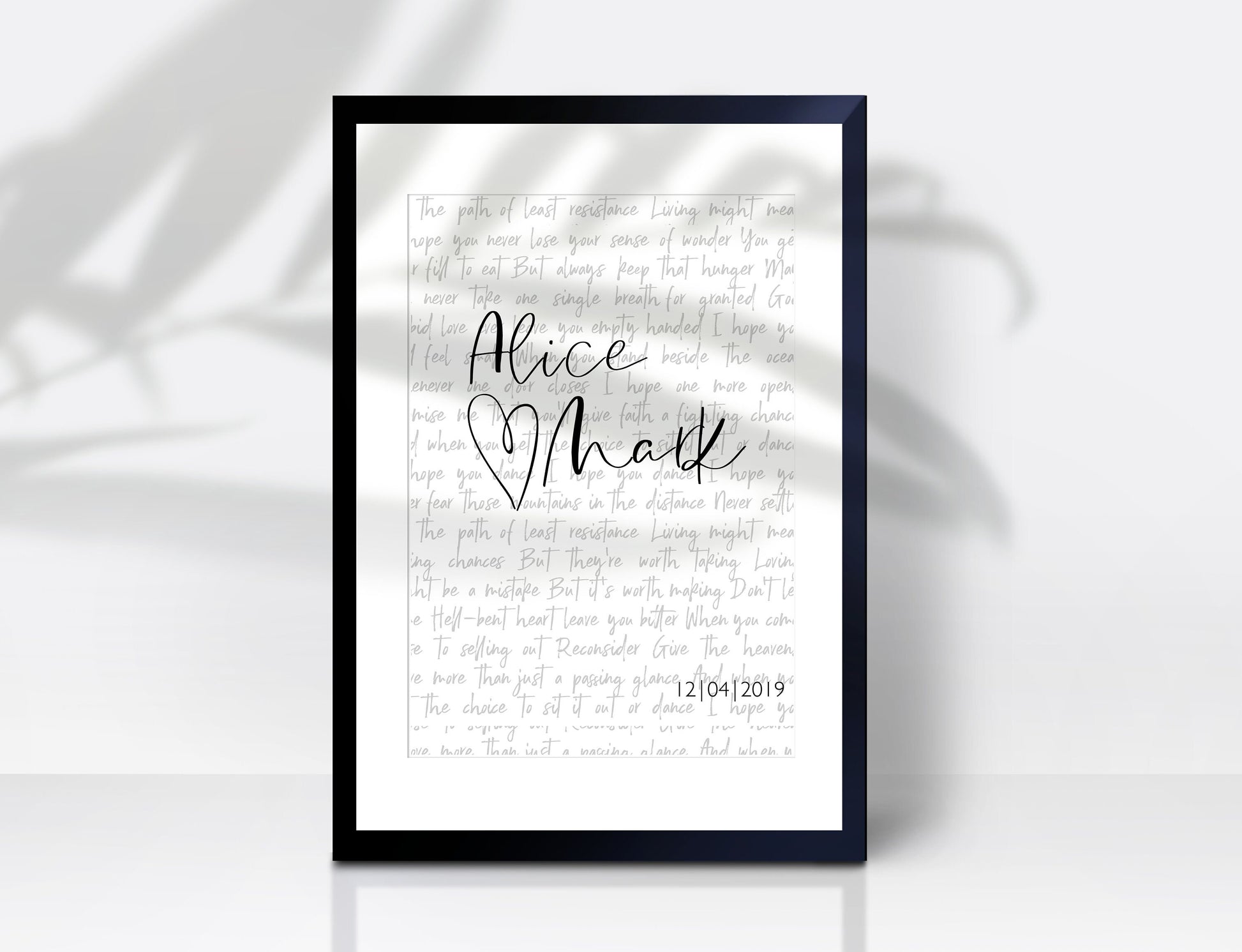 Vows Lyrics Poster Wedding Song Print Gift Anniversary Personalized Custom Names, LF425