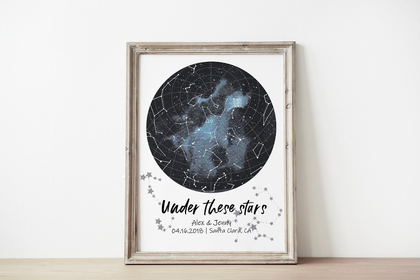 First Date Gift Star Map Print Custom Sky Constellations Name Poster Valentine's Day Anniversary, LF433