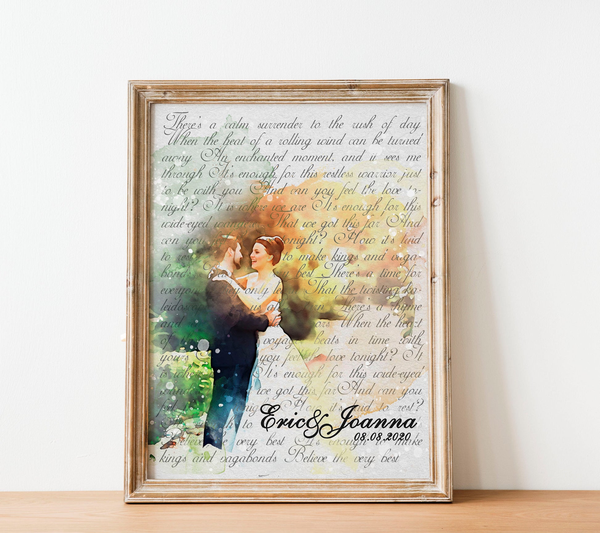 Print Gift Wedding Song Vows Lyrics Poster Anniversary Personalized Custom Names Photos, LF427