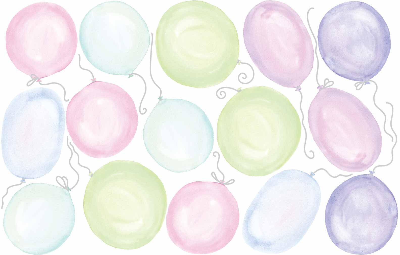 Watercolor Air Balloons Wall Decals Nursery Stickers Polka Dots, LF416